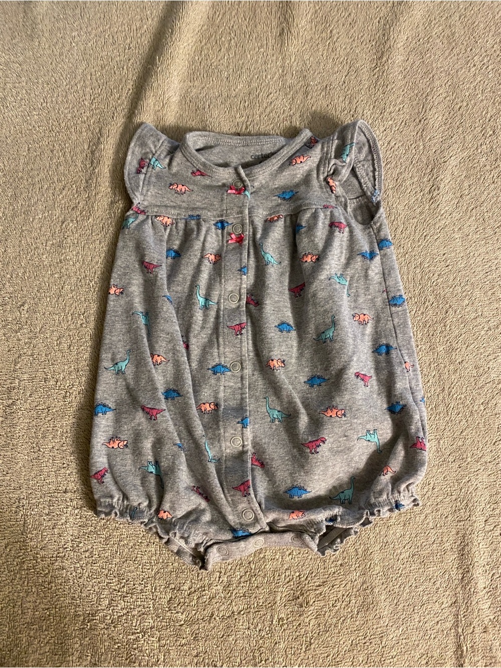 Carter's Gray Infant Romper with Multicolor Dino Accents